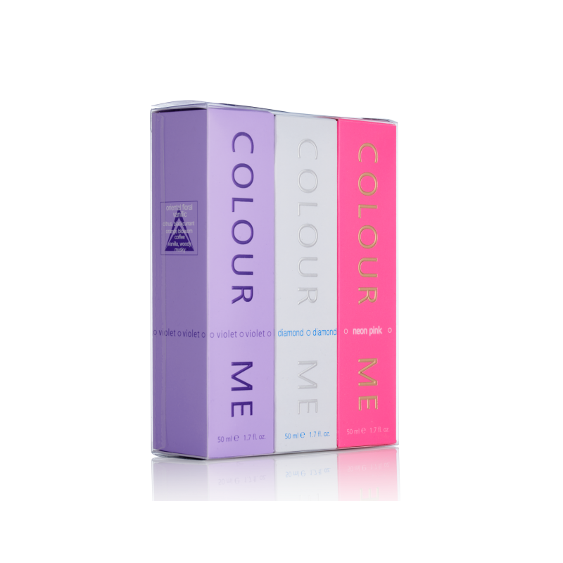 COLOUR ME Violet/Diamond/Neon Pink 50ml EDP Triple Pack
